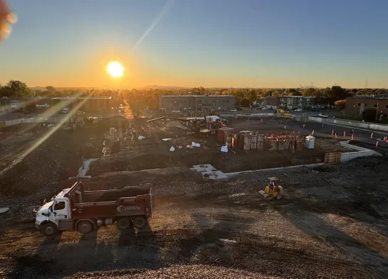 Vue aérienne de chantier commercial - Excavation Rive Nord